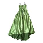 Lime Green Satin Corset Bustier Hi Low Prom Gown Evening Dress Size 4 Photo 1