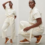 Everlane  The Leather Platform Sandal Golden Brown Tan Ankle Strap White Velcro 6 Photo 3