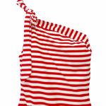 J.Crew  Red White Stripe One Shoulder Swimsuit Size 6 Bow Tie One Piece Nautical Photo 4