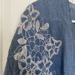 NWT | Style &‎ Co women’s lightweight embroidered open kimono cardigan medium Blue Photo 2