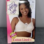 Just My Size Vintage Cotton Lined Soft Cup Bra Size 46DD New 0908 White Wirefree Photo 3