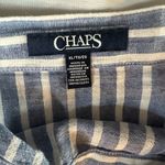 CHAPS  Blue and White Wrap Tie Ruffle Midi Skirt. Photo 2