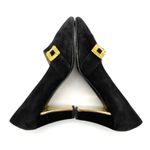 St. John Black Suede Gold Buckle Heels Made in Italy Pumps Size 7 Vintage 80s Photo 10