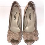 Moda Spana  Tan Ruched Peep Toe Heels Photo 1