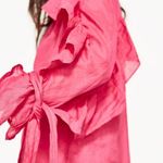 ZARA  fuchsia oversized semi-sheer ruffled blouse size XS Photo 1