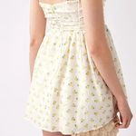 For Love & Lemons Kiela Mini Dress Floral Corset Lace Up White Yellow NEW Photo 2