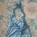 ZARA blue satin halter tie top Photo 3