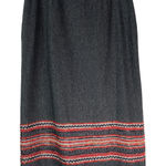 Sag Harbor Vintage Y2K Skirt Long Wool Midi Skirt Size 10 P Gray Red Woven Lined Photo 0