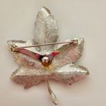 Coro Silver Tone Metal maple leaf brooch signed Photo 1