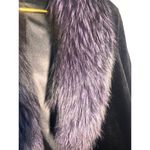 Sheared Mink and Farmed Fox Real Fur Coat Jacket Lush Luxury Purple Black Size 8 Photo 2