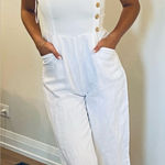 Cute LULUS LINEN jumpsuit ☀️☀️☀️ White Photo 0