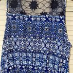 cupio  Maxi Dress Sleeveless V Neck Elastic Waist Blue White Women's‎ Medium Photo 5