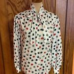 Vintage 70s polka dot bow tie blouse Size 14 Photo 3