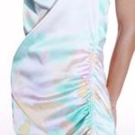 ZARA  Tie Dye Pastel Multi Color Satin Halter Cowl Ruched Slip Midi Dress Size XS Photo 0