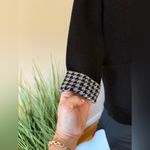 Halston Black One Button Blazer with Houndstooth Interior And Cuffs Medium Photo 3