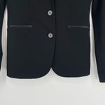 ZARA  Woman Black Faux‎ Leather Trim Notched Lapel 3 Button Blazer Jacket Size XS Photo 4