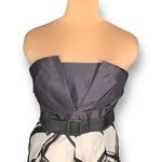 White House | Black Market Dress Black White Printed Strapless Fold Silk Mini 10 Photo 3