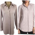 Chico's Chico’s Pale Blush Pink Faux Suede Reza Long Sleeve Button Up Top O S Photo 7