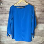 Lands' End  Women's Bracelet Sleeve Blouse Top Siam Blue 12 Photo 1