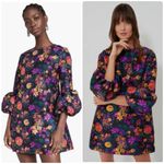 Kika Vargas Florence Dress in Orange Lillies Blue Photo 1