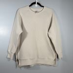 Varley  Manning Sweatshirt Ribbed Long Sleeve Side Zip Women’s M Cream Oat Photo 1