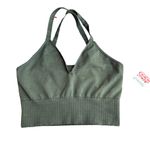 Free People Movement Women’s M/L Good Karma Racerback Crop Moss Green Yoga New Photo 2