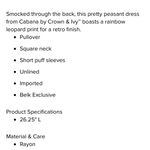 Cabana Peasant Smocked Dress Tropical Puff Short Sleeve Womens Small Beach Coverup Photo 11