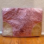 Pink and Gold Floral Print Clutch Bag Photo 3