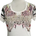 Just Cavalli  Size Small  Top Blouse Short Sleeve Abstract Embellished Photo 2