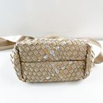 Parker & Hyde Mini Woven Tote Bag Purse with Crossbody Strap Beige Gold Metallic Photo 3