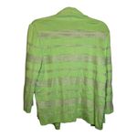 Ming Wang  Sweater Women's Size Medium Petite Knit‎ Cardigan Stripes Neon Green Photo 1