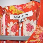 Rose + Olive ORANGE FLORAL ELASTIC WAIST SLEEVELESS TOP MEDIUM Photo 3