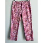 Ralph Lauren Lauren Pants Women Size 8 Paisley Straight Leg Preppy Stretch Pink Photo 4