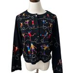 Michael Simon Lite Ice Skater Cardigan Size Small Vintage Sweater‎ Wearable Art Black Photo 0