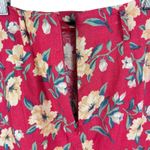 Talbots Vintage Red Floral Linen Cotton Woven Midi Pencil Straight Skirt Size 10 Photo 3