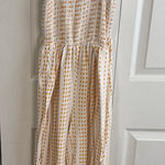 Vine & Valley white yellow diamond smocked jumper with leg slits size small Photo 0