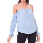 Off the Shoulder Top Blue Size M Photo 6