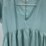 Entro  Light Blue Textured Mini Dress babydoll S animal print shiny monochromatic Photo 10