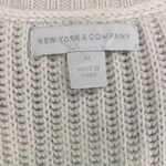 New York & Company Vneck Sweater Womens M Striped Black Gray White 3/4 Sleeve Size M Photo 2