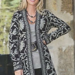 Soft Surroundings Mohair Wool Blend Bistro Floral Open Front Duster Cardigan PL Photo 0