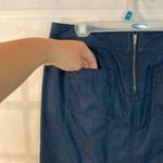 Loft Dark Blue Solid Zipper Pockets Cotton Blended Denim Mini Skirt Size 4 Photo 3