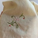 Vintage Handmade Beige Cotton Embroidered Floral Square Bandana Neck Tie Tan Photo 2