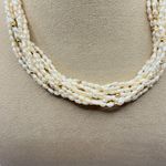 Freshwater Keshi pearl necklace 10 strands gold beads vintage White Photo 5