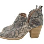 Jeffrey Campbell  Rosalee Taupe Gray Snake Print Leather Western Bootie Size 8.5 Photo 3