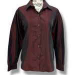 Michael Kors Vintage Size L Burgundy Metallic Button Shirt Blouse Made In Italy Photo 0