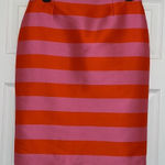 Doncaster  Collection Pink & Orange Striped Silk Blend Pencil Skirt Photo 0