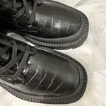 ZARA Black Crocodile-Pattern Lace-Up Boots NWT Photo 6