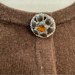Classiques Entier Classics Entier Beaded Wool‎ Silk Cashmere Brown Hidden Snap Cardigan Large Photo 1