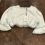 We Wore What  Cropped Denim Top Flare Sleeve Photo 1