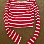 Colsie red and white striped v neck cropped sweater XS Photo 9